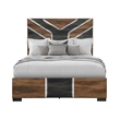 Optimus Brown Engineered Wood Queen Bed with Black Accented Panel