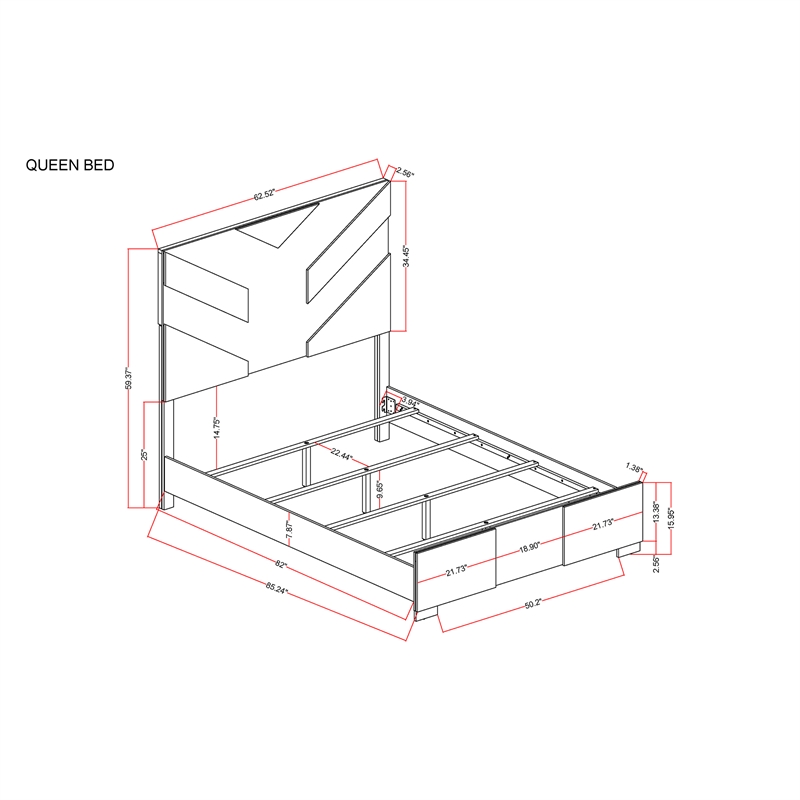 Optimus Brown Engineered Wood Queen Bed with Black Accented Panel