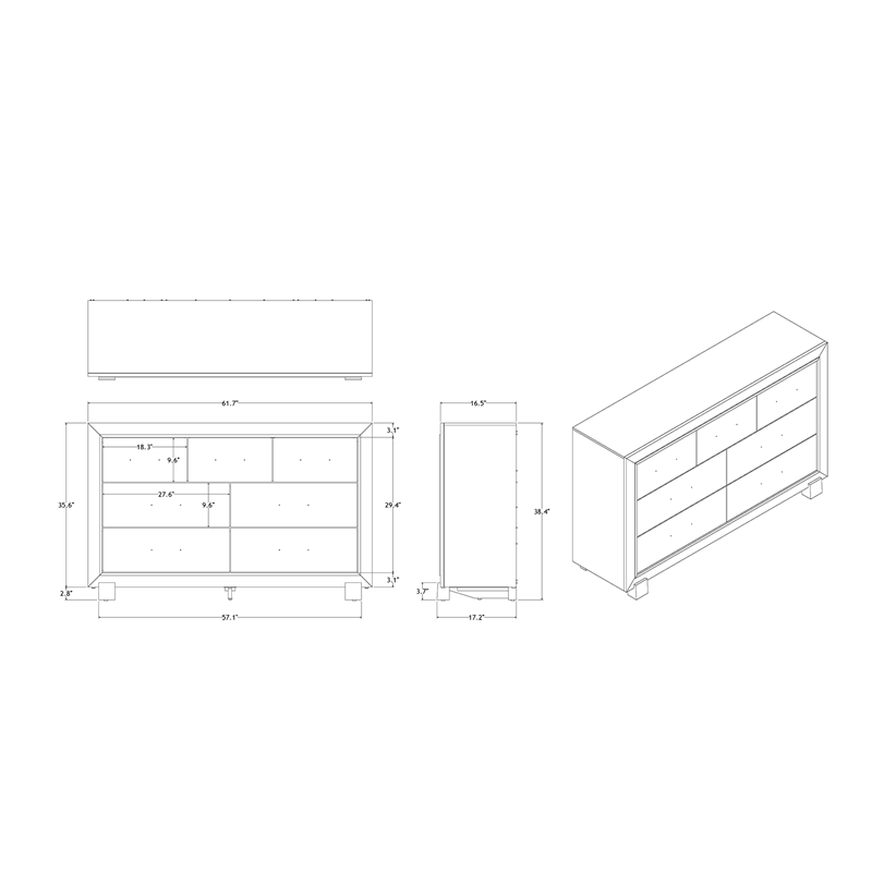 Santorini White Engineered Wood Queen 5PC Bedroom Set