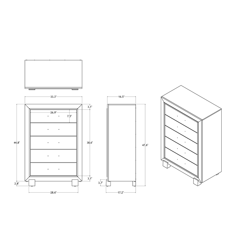 Santorini White Engineered Wood Queen 5PC Bedroom Set