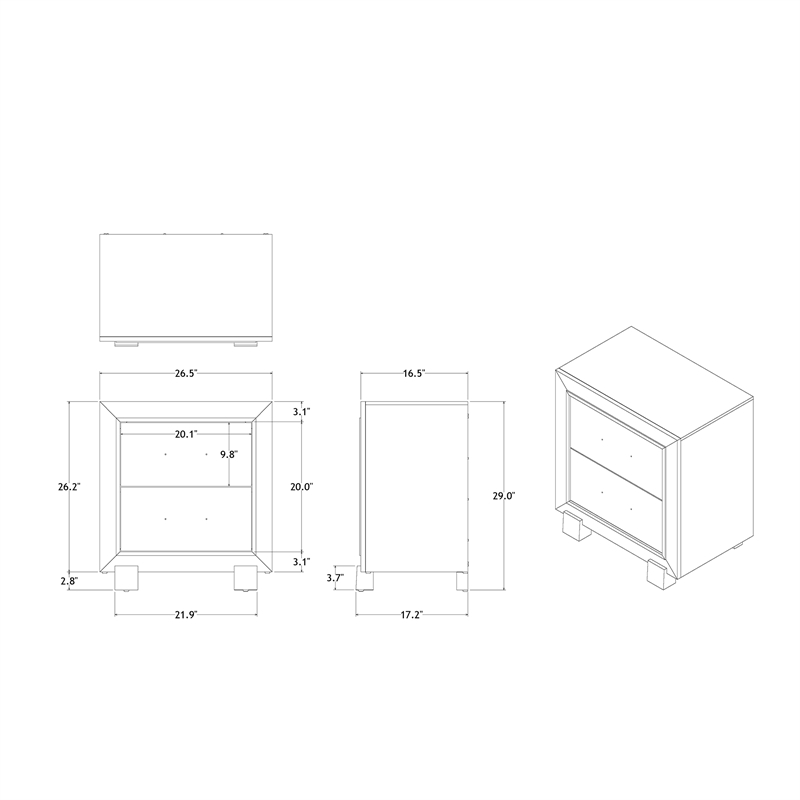 Santorini White Engineered Wood Queen 5PC Bedroom Set
