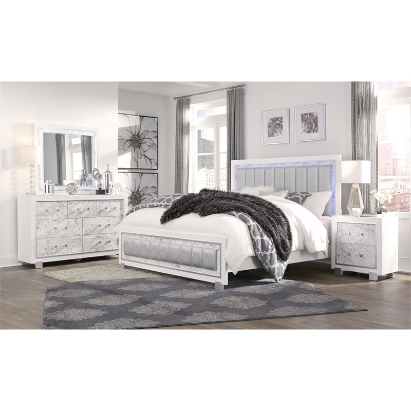 Santorini White Engineered Wood Queen 5PC Bedroom Set