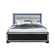 Soleil Charcoal Wood and Upholstered Headboard King Bed with LED Light