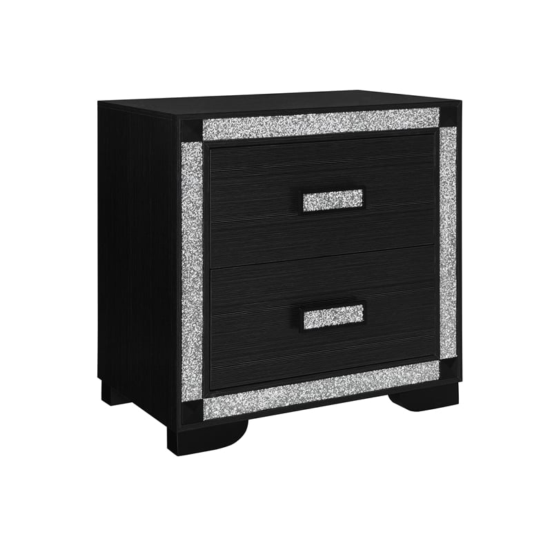 Soleil Charcoal Upholstered Headboard 5PC King Bedroom Set with LED Light