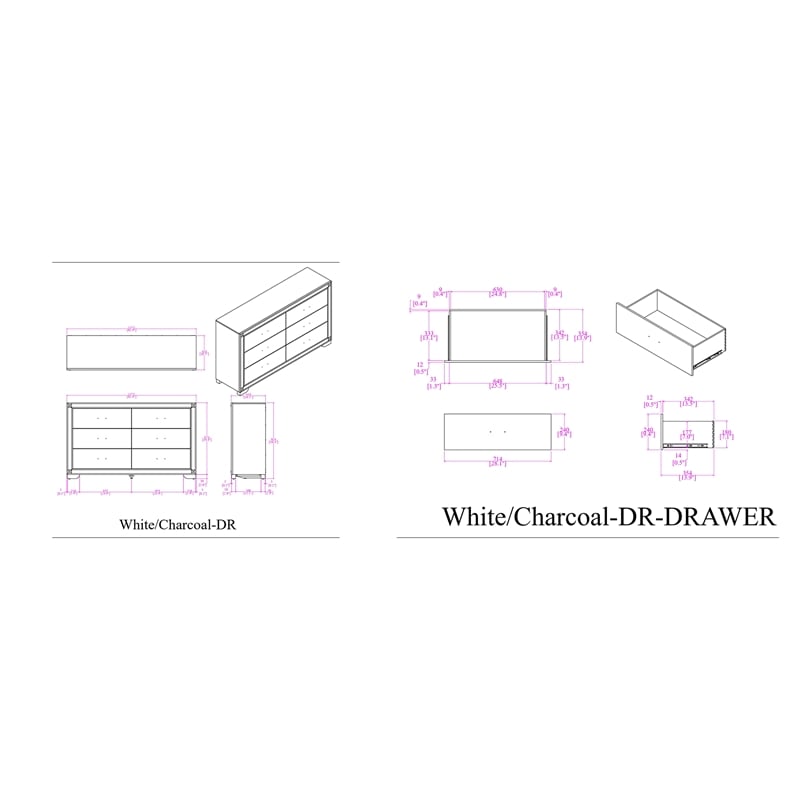 Soleil Charcoal Upholstered Headboard 5PC King Bedroom Set with LED Light
