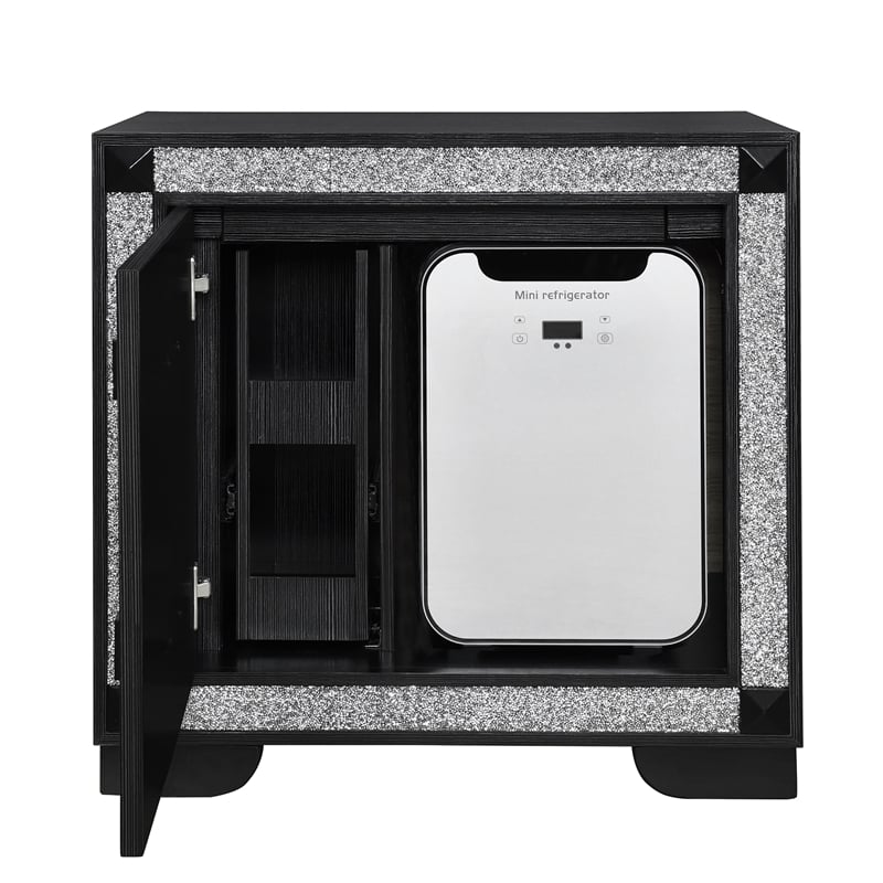 Soleil Charcoal Engineered Wood Bedroom Nightstand with Cooler and Speaker