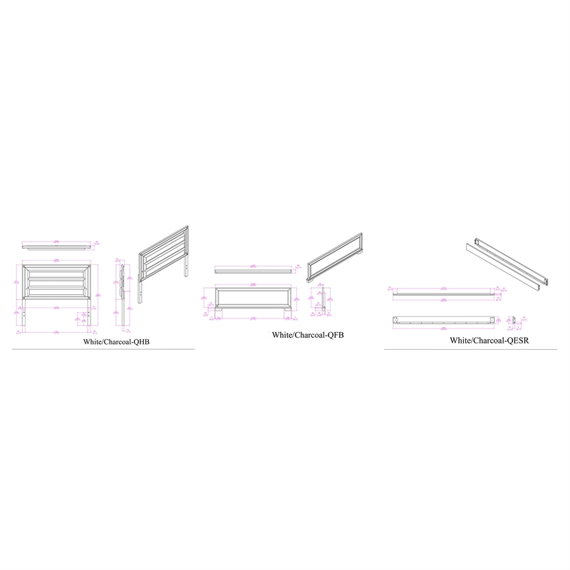 Soleil Charcoal Upholstered Headboard 5PC Queen Bedroom Set with LED Light