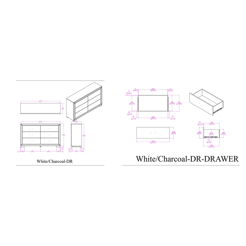 Soleil Charcoal Upholstered Headboard 5PC Queen Bedroom Set with LED Light