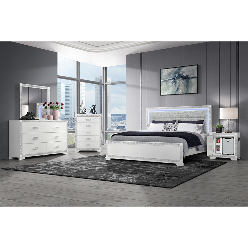 Soleil White Engineered Wood Bedroom Dresser
