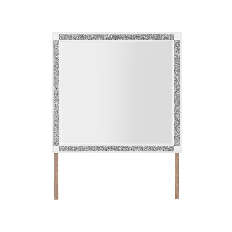 Soleil White Engineered Wood and Glass Bedroom Mirror
