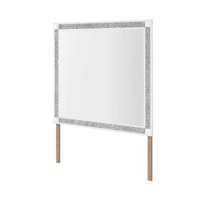 Soleil White Engineered Wood and Glass Bedroom Mirror