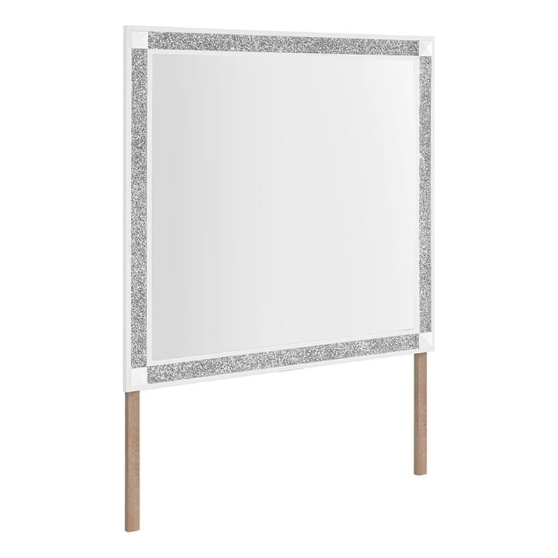 Soleil White Engineered Wood and Glass Bedroom Mirror