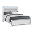 Soleil White Upholstered Headboard 5PC Queen Bedroom Set with LED Light