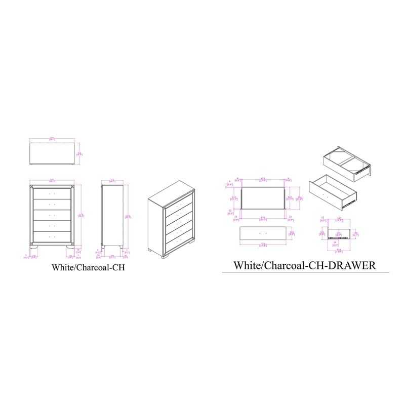 Soleil White Upholstered Headboard 5PC Queen Bedroom Set with LED Light