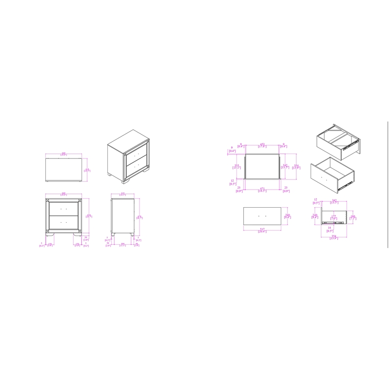 Soleil White Upholstered Headboard 5PC Queen Bedroom Set with LED Light