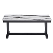 Faux Marble Pedestal Base Black and White Coffee Table