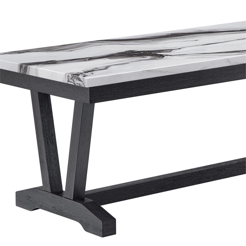 Faux Marble Pedestal Base Black and White Coffee Table