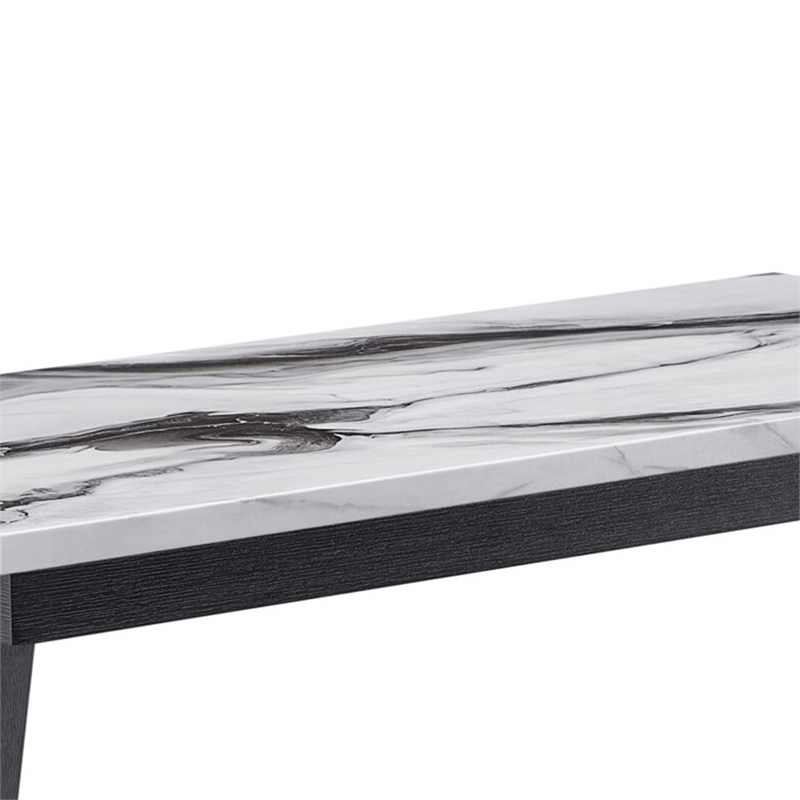 Faux Marble Pedestal Base Black and White Coffee Table