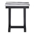 Faux Marble Trestle Base Black and White End Table