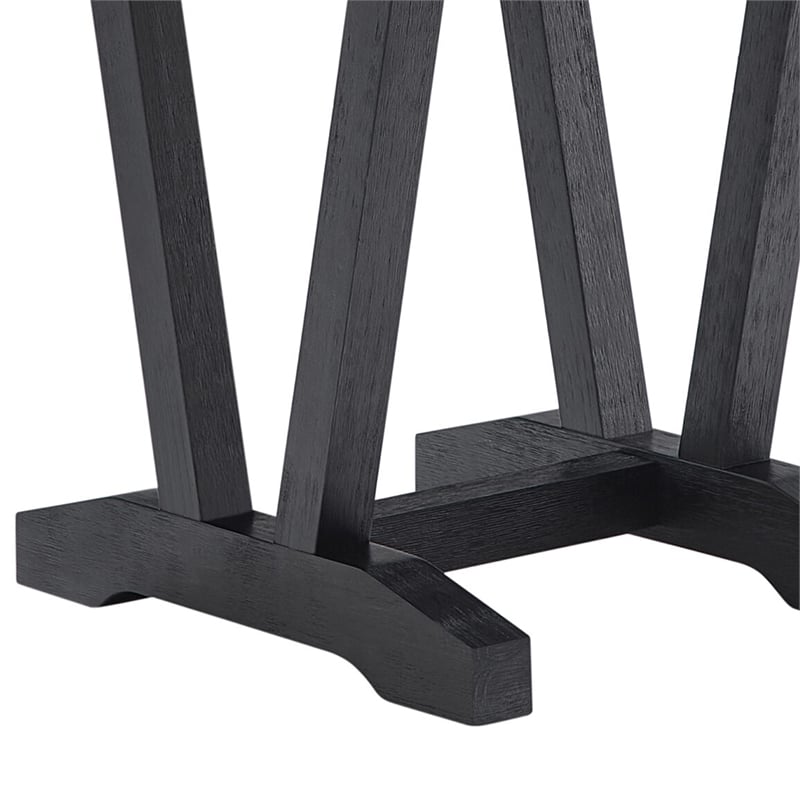 Faux Marble Trestle Base Black and White End Table