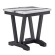 Faux Marble Trestle Base Black and White End Table