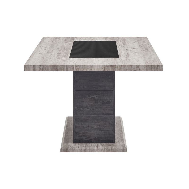 Global Furniure D8030 Dining Table with Drawers and Storage Door in Black
