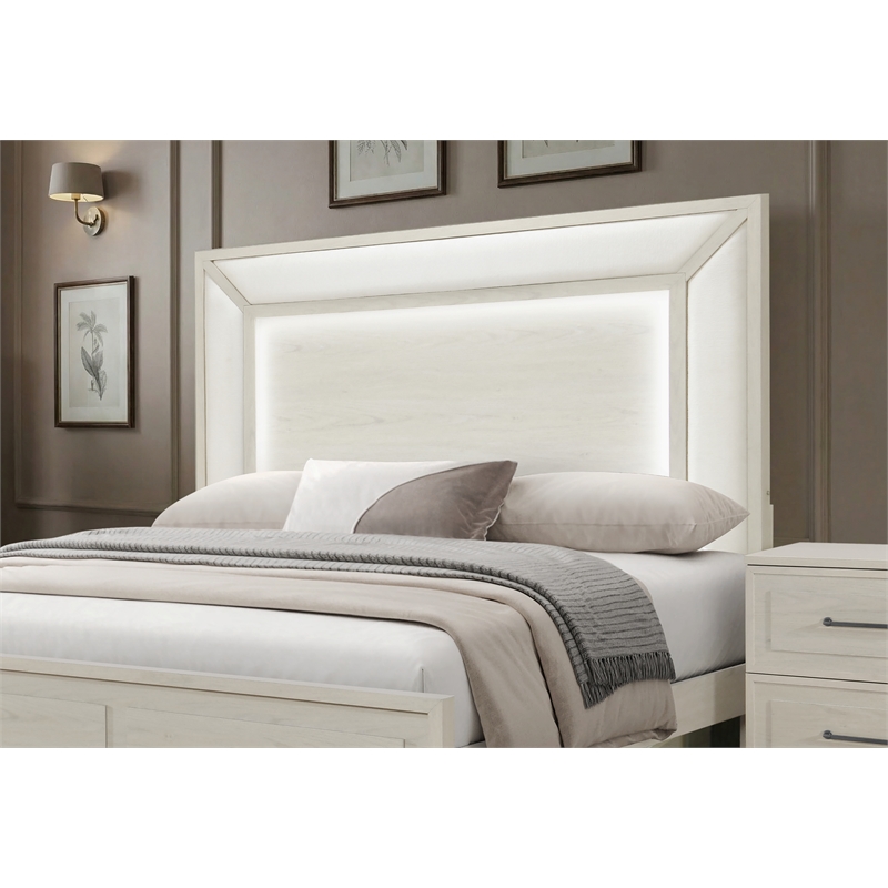 Global Furniture Clara Full Bed with LED in Beige