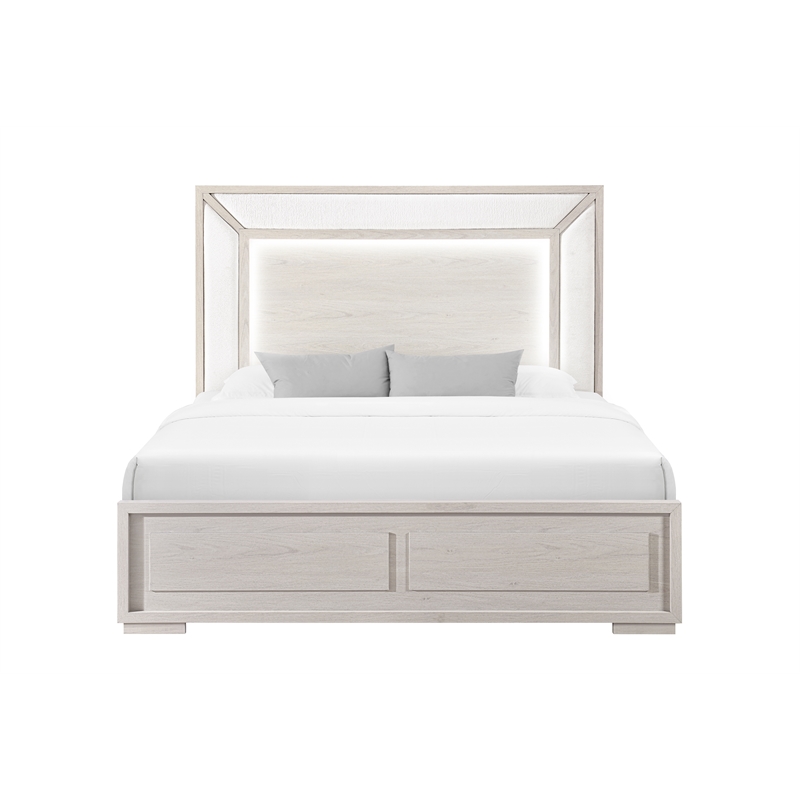 Global Furniture Clara Full Bed with LED in Beige