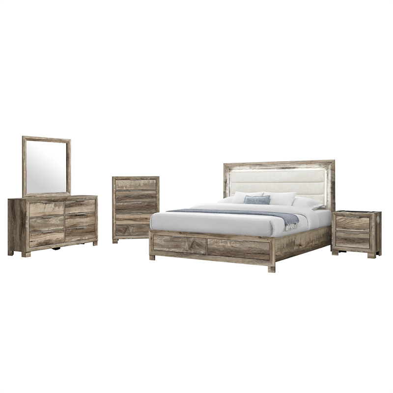 Global Furniture Callie Queen Bed with Storage in Brown