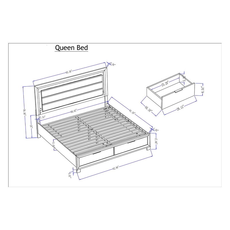 Global Furniture Callie Queen Bed with Storage in Brown