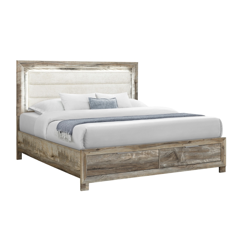 Global Furniture Callie King Bed with Storage in Brown