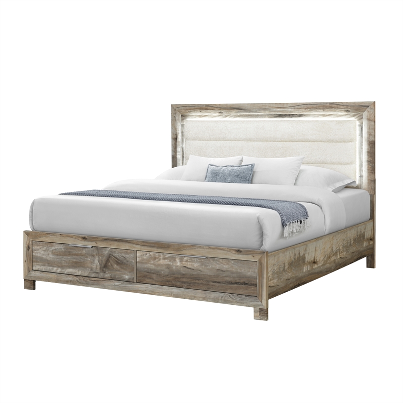 Global Furniture Callie King Bed with Storage in Brown