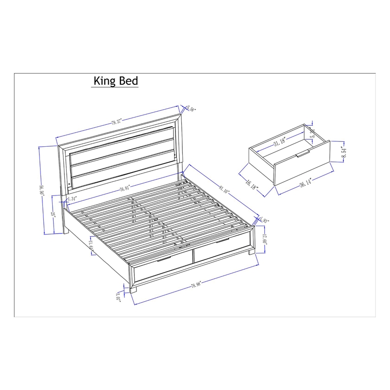 Global Furniture Callie King Bed with Storage in Brown