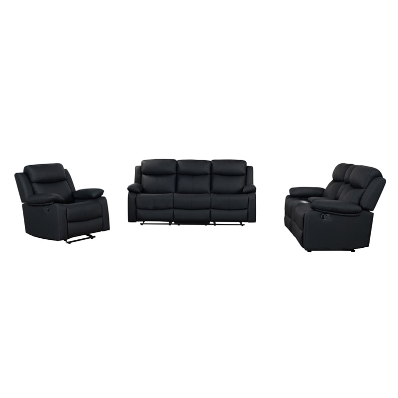 Global Furniure U6026 PU 72A Recliner Sofa with LED in Black