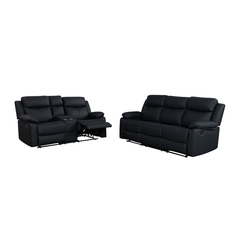 Global Furniure U6026 PU 72A Recliner Sofa with LED in Black