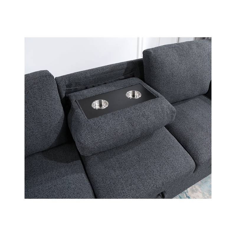 Global Furniure U0202 Reversible Pull Out Sofa Bed in Dark Gray