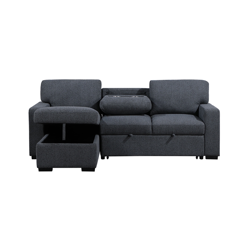 Global Furniure U0202 Reversible Pull Out Sofa Bed in Dark Gray