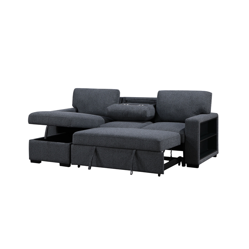 Global Furniure U0202 Reversible Pull Out Sofa Bed in Dark Gray