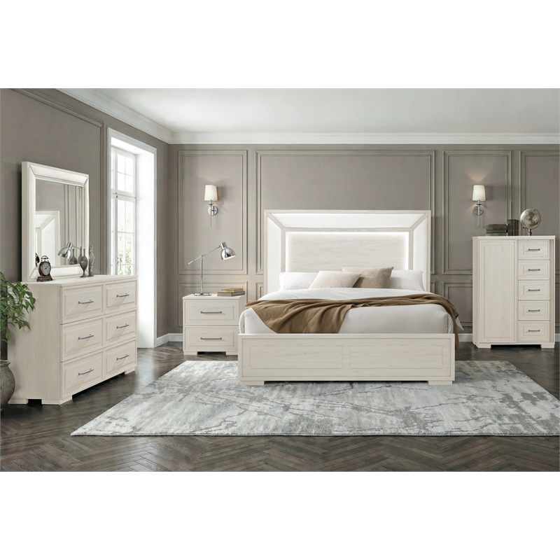 Global Furniture Clara Upholstered Mirror in Beige