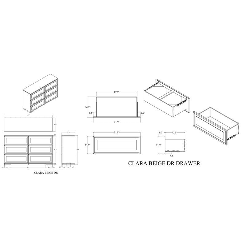 Global Furniture Clara Dresser in Beige