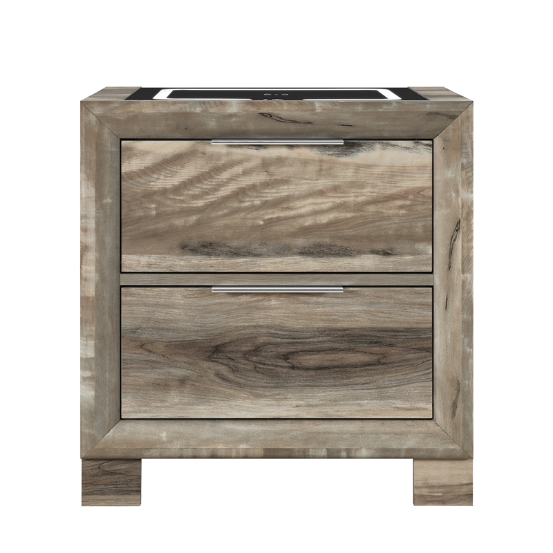 Global Furniture Callie Nightstand with WC Platform and LED SPKR in Brown
