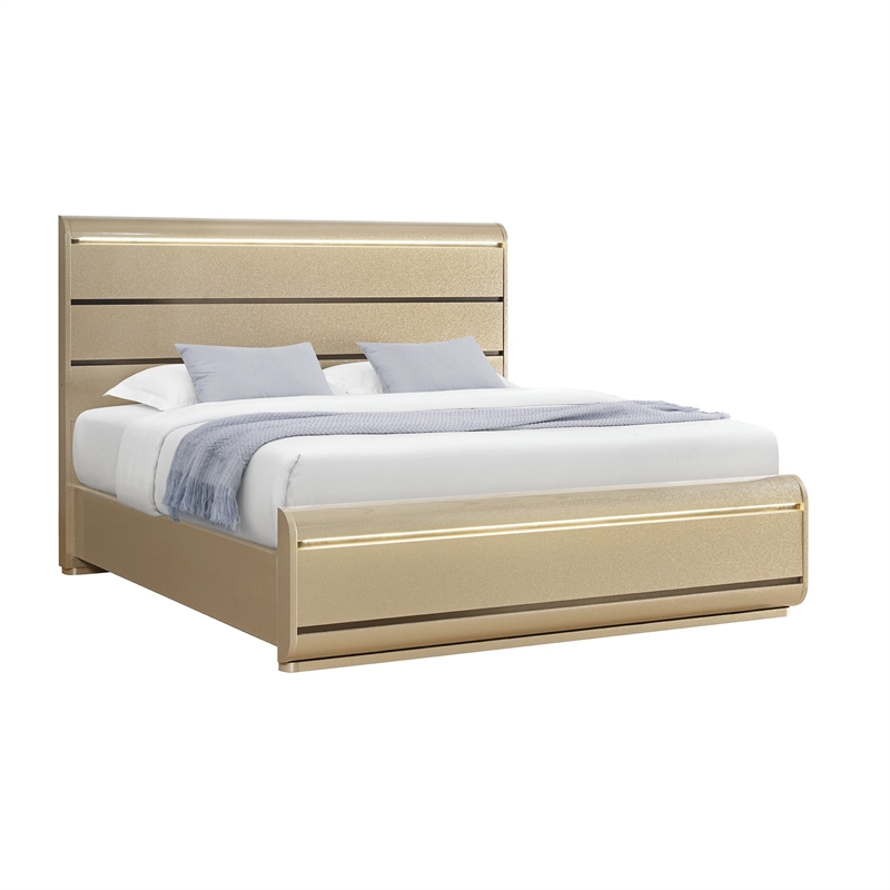 Global Furniure Genesis King Bed with LED in Gold