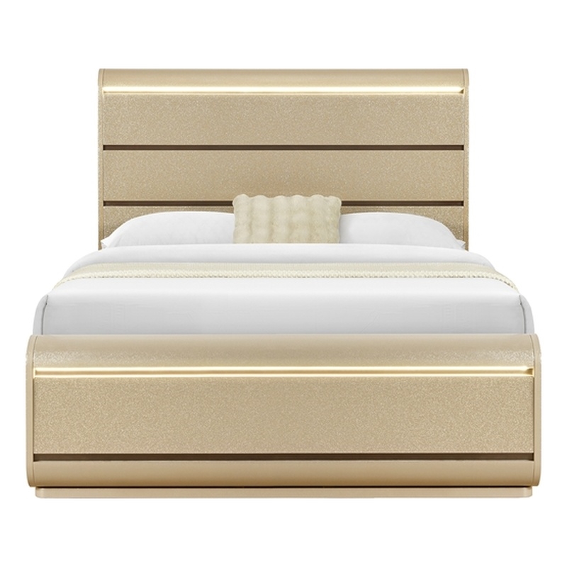Global Furniure Genesis Queen Bed with LED in Gold