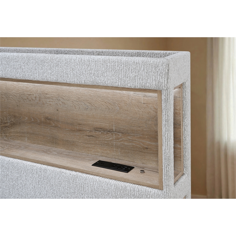 Sadie Queen Bed with Storage in Beige