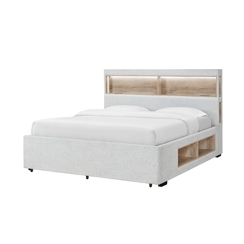 Global Furniure Sadie King Bed with Storage in Beige