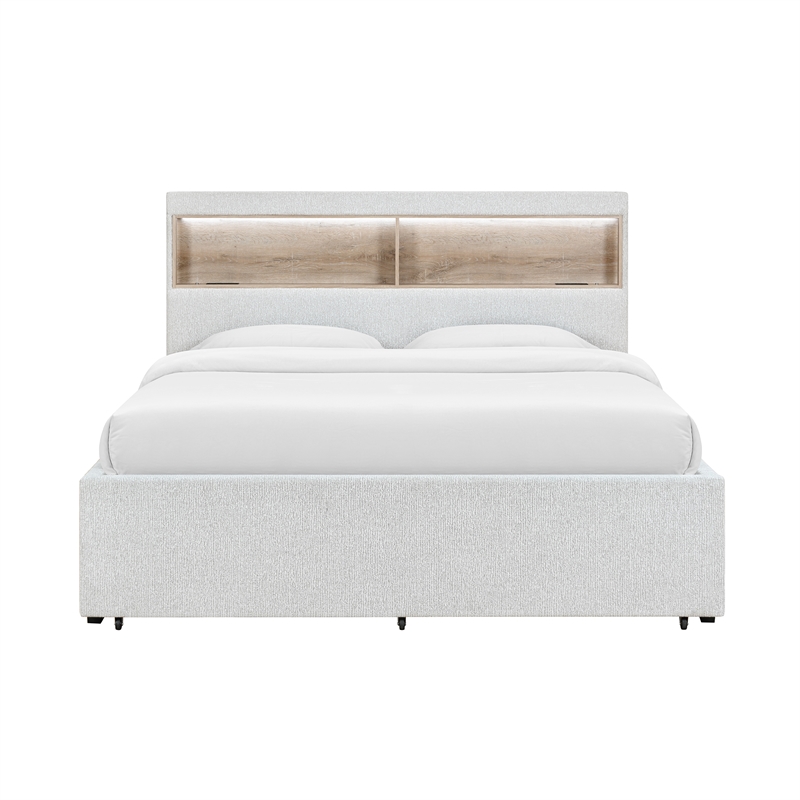 Global Furniure Sadie King Bed with Storage in Beige
