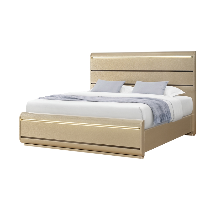 Global Furniure Genesis Full Bed with LED in Gold
