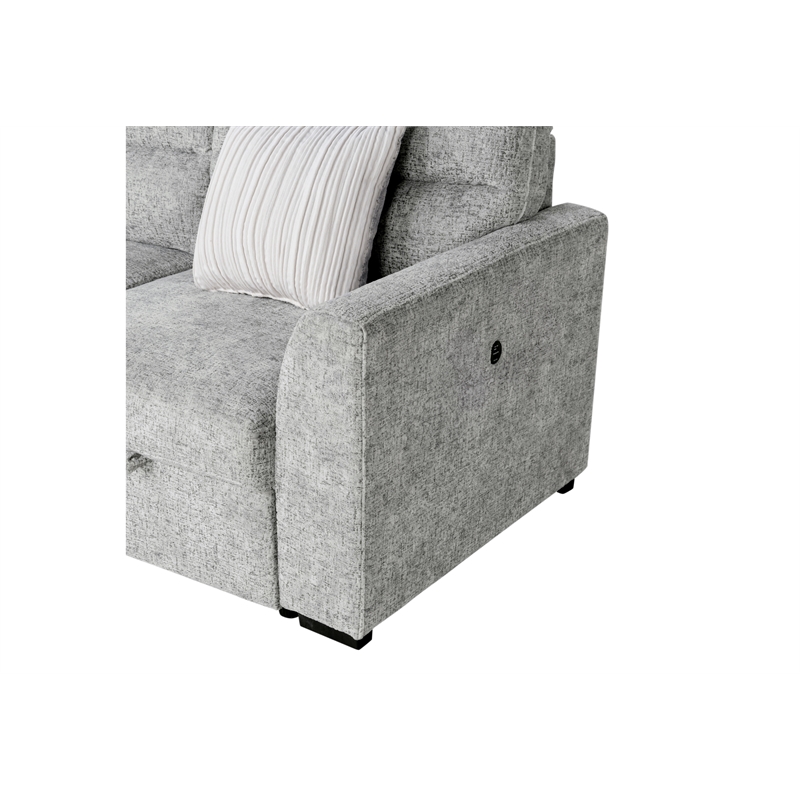 Global Furniure U9401 Sofa Bed Sectional with 3 Pillows in Nickel