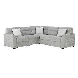 Global Furniure U9401 Sofa Bed Sectional with 3 Pillows in Nickel