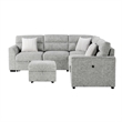 Global Furniure U9401 Sofa Bed Sectional with Ottoman & Pillows in Nickel